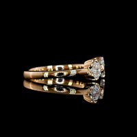 14K Rose Gold Toi et Moi Ring with Two Heart Shaped Lab Diamonds - 0.84 Carat Total Weight, E-F Color VS1 Clarity, East-West Prong Setting - Covaloro Fine Jewelry