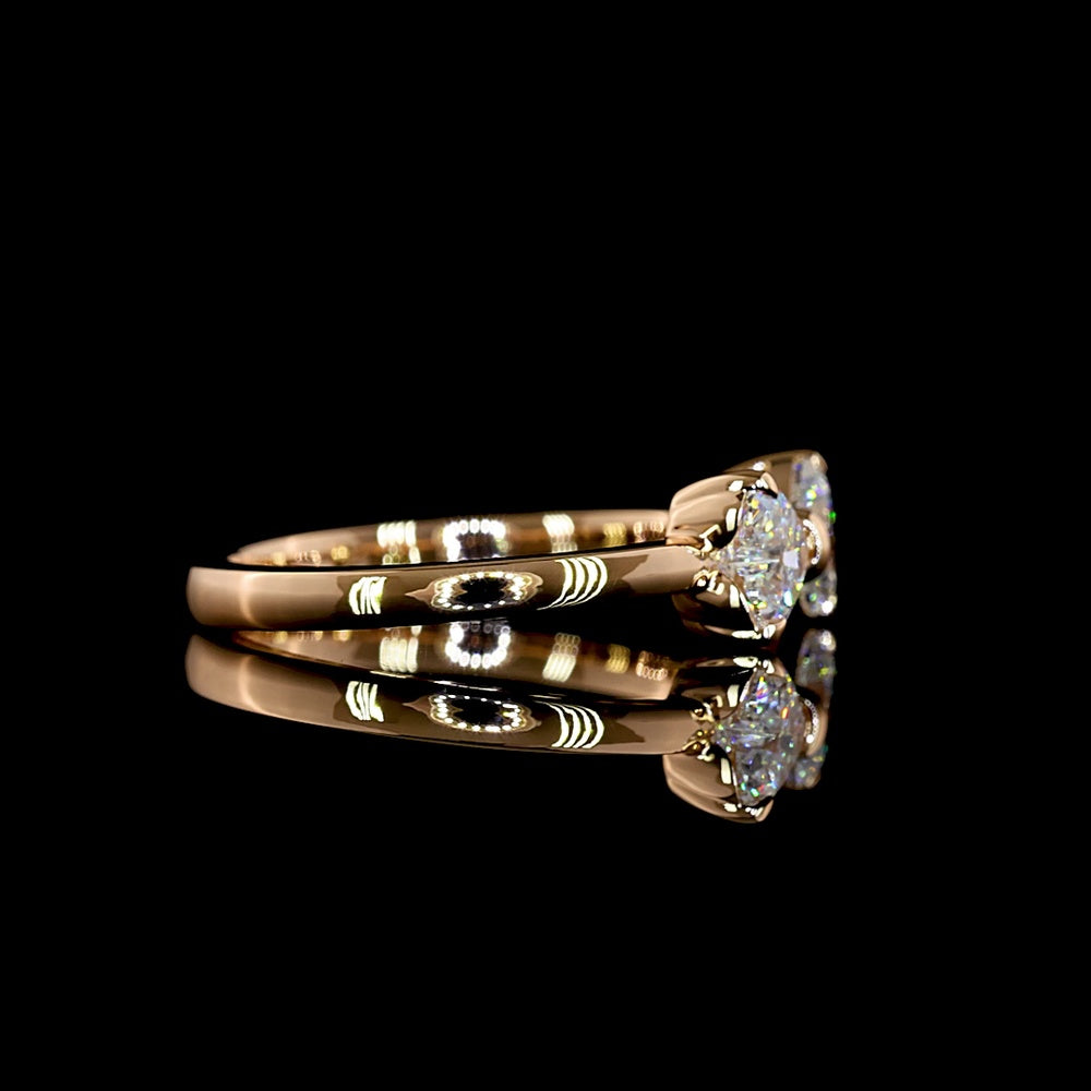 14K Rose Gold Toi et Moi Ring with Two Heart Shaped Lab Diamonds - 0.84 Carat Total Weight, E-F Color VS1 Clarity, East-West Prong Setting - Covaloro Fine Jewelry