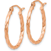 14K Rose Gold Twisted Hoop Earrings - 20mm Width, Polished Finish by 0