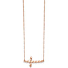 14K Rose Gold Twisted Sideways Cross Pendant Necklace - 17" Rope Chain with Polished Finish by 0