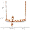 14K Rose Gold Twisted Sideways Cross Pendant Necklace - 17" Rope Chain with Polished Finish by 0