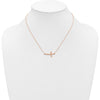 14K Rose Gold Twisted Sideways Cross Pendant Necklace - 17" Rope Chain with Polished Finish by 0