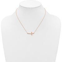 14K Rose Gold Twisted Sideways Cross Pendant Necklace - 17" Rope Chain with Polished Finish by 0
