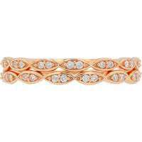 14K Rose Gold Two-Band Set with Interwoven 0.16 Carat Diamond Accents