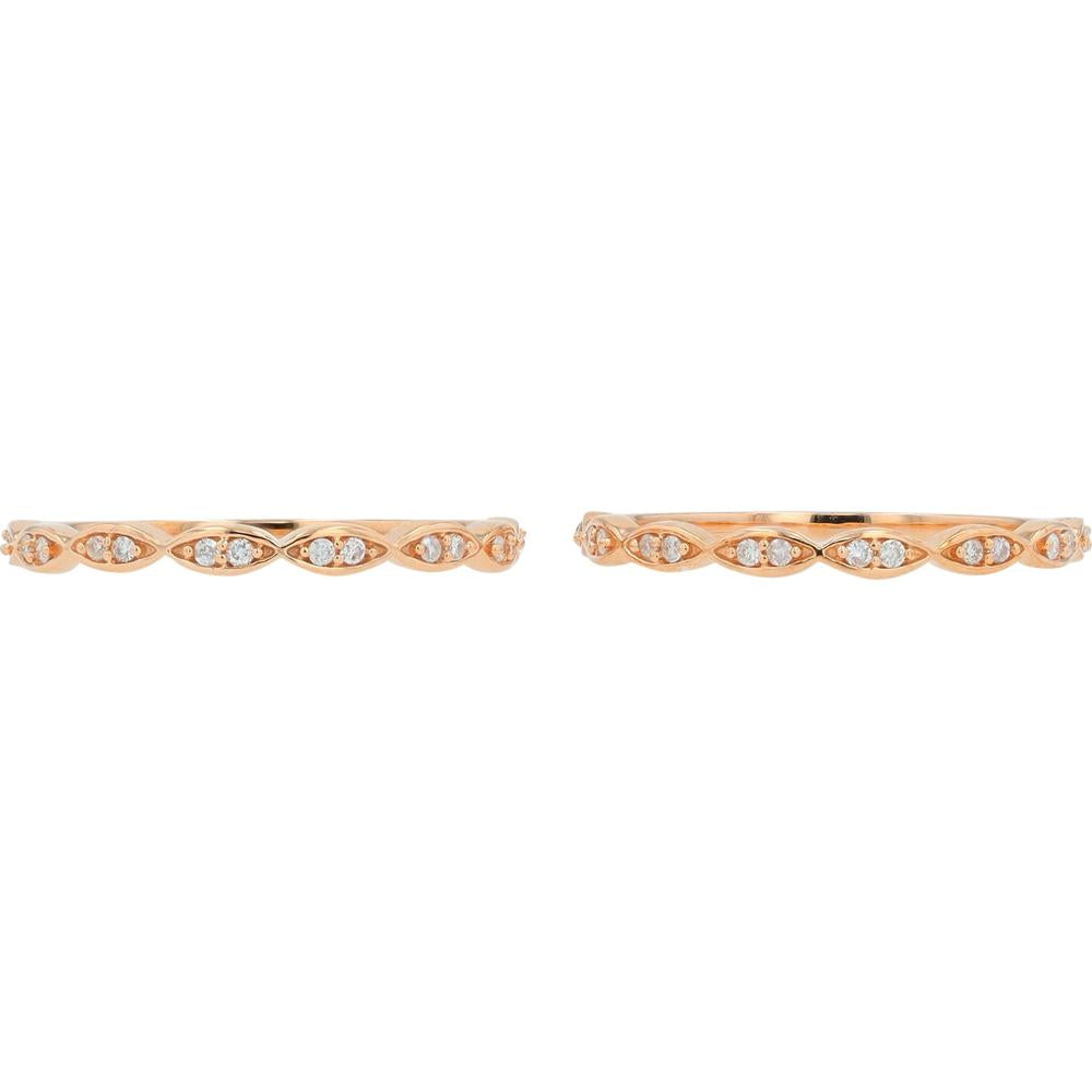 14K Rose Gold Two-Band Set with Interwoven 0.16 Carat Diamond Accents