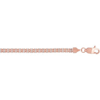 14K Rose Gold Two-Tone 3.3mm Fancy Ice Chain Necklace - 18" Diamond Cut Textured by Orozza Fine Jewelry