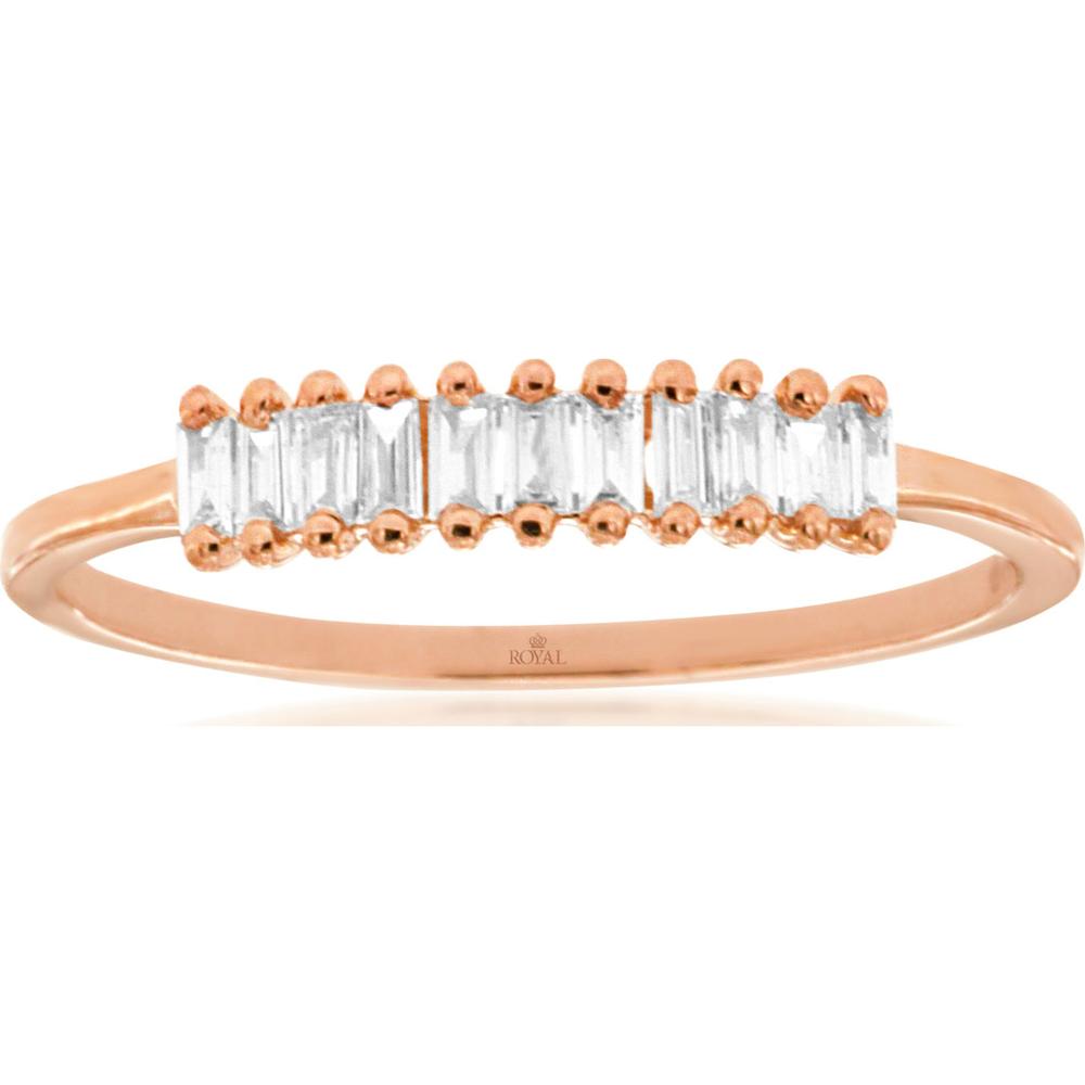 14K Rose Gold Wedding Band with Baguette Diamonds - 0.16 Carat Total Diamond Weight - Royal Jewelry