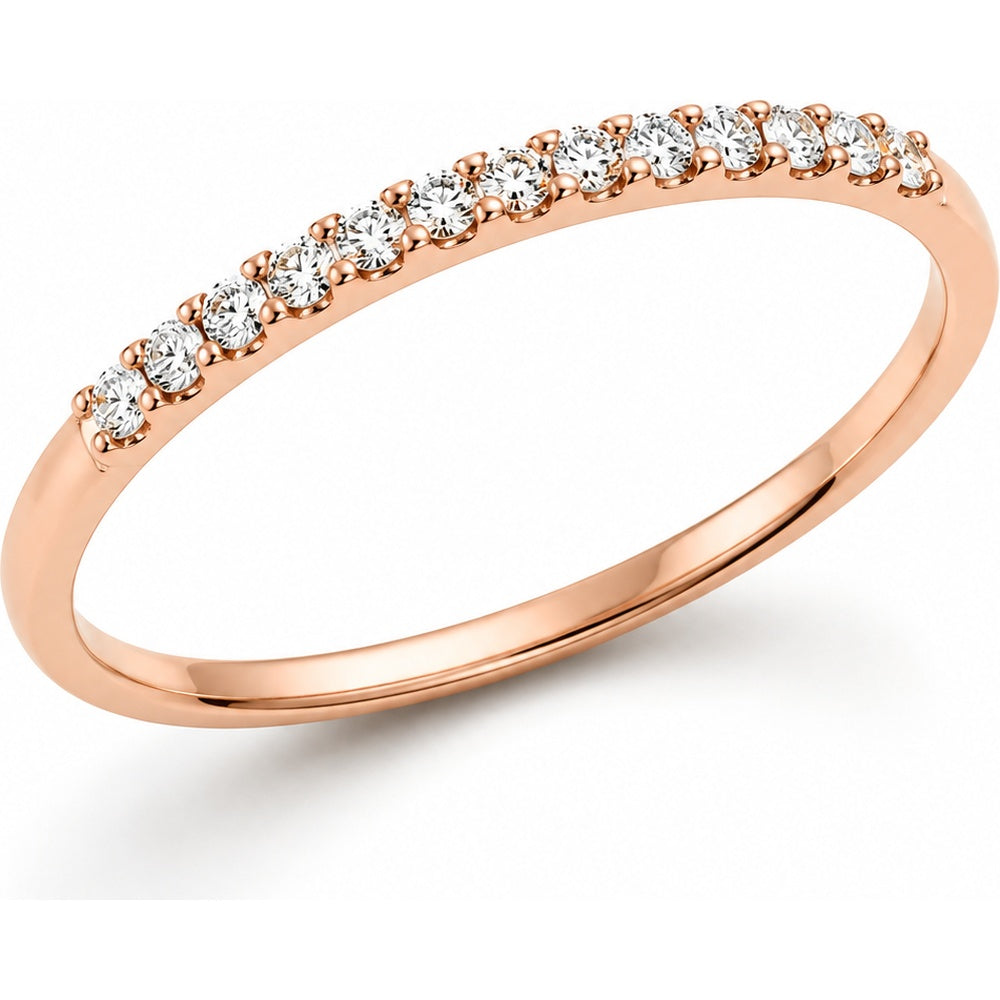 14K Rose Gold Wedding Band with Prong-Set Round Diamonds - 0.12 Carat Total Diamond Weight by Auriventus
