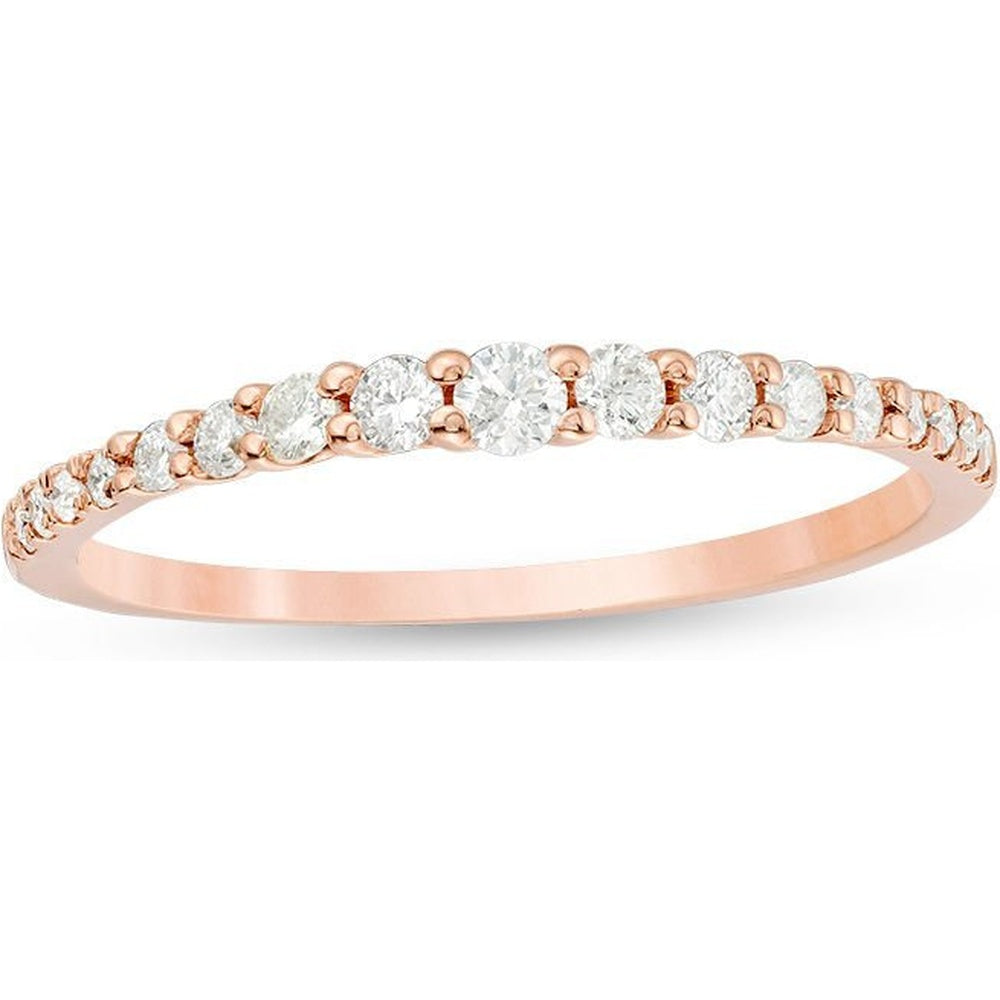 14K Rose Gold Wedding Band with Prong-Set Round Diamonds - 0.27 Carat Total Diamond Weight by Auriventus