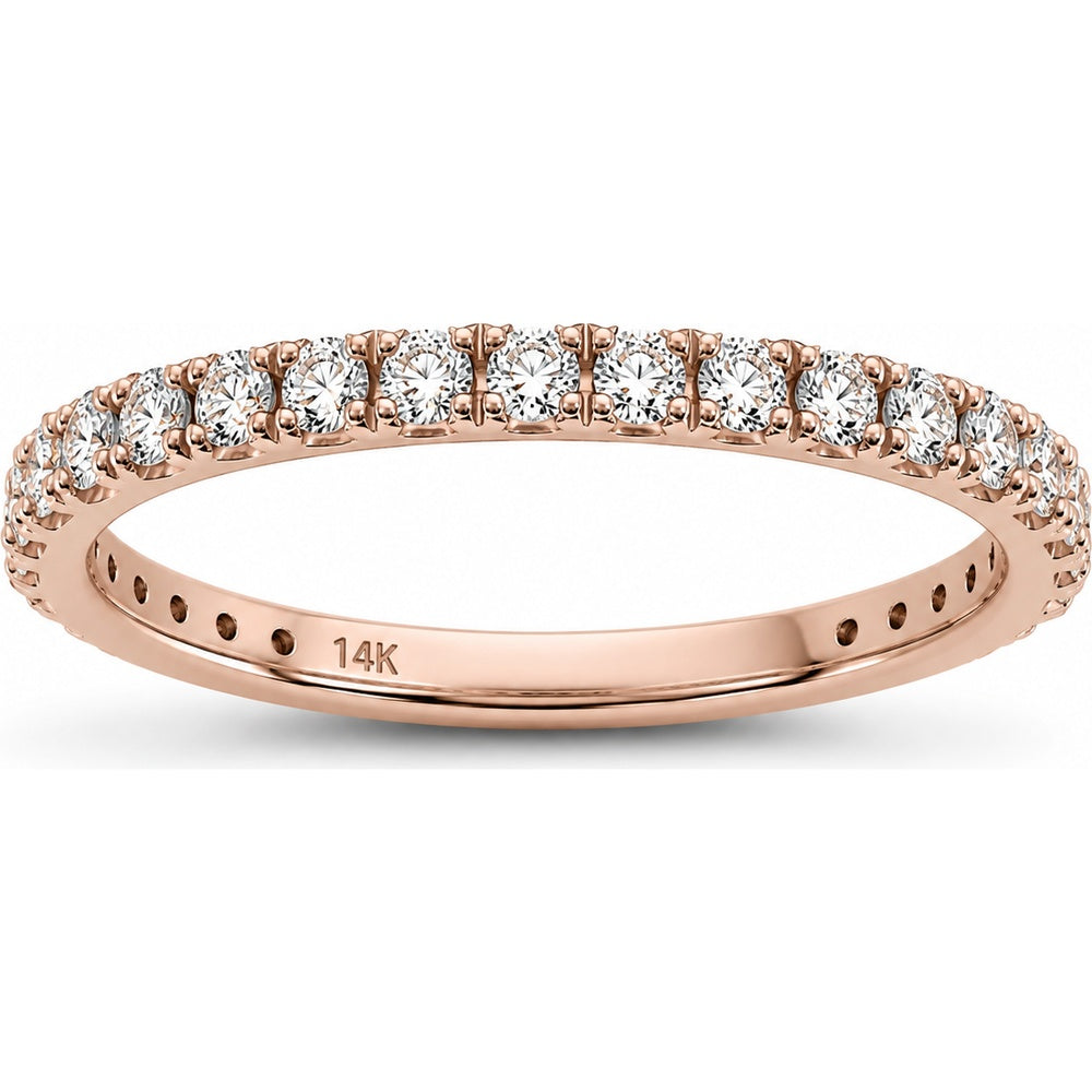 14K Rose Gold Wedding Band with Prong-Set Round Diamonds - 0.37 Carat Total Diamond Weight by Auriventus