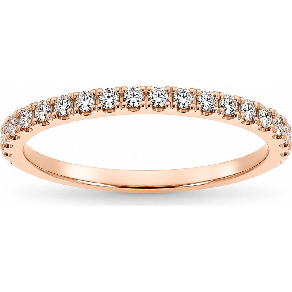 14K Rose Gold Wedding Band with Shared Prong Set Round Brilliant Diamonds - 0.38 Carat Total Diamond Weight by Auriventus