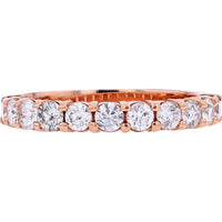 14K Rose Gold Wedding Band with Shared Prong Set Round Diamonds - 1.00 Carat Total Diamond Weight