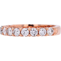 14K Rose Gold Wedding Band with Shared Prong Set Round Diamonds - 1.00 Carat Total Diamond Weight