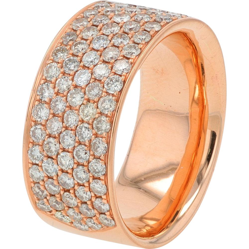 14K Rose Gold Wide Diamond Band Ring - 1.72 Carat Total Diamond Weight