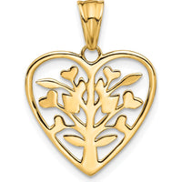 14K Rose-plated and White Rhodium Diamond-cut Tree in Heart Pendant - 24.1mm Length by Oro Pregiato