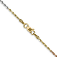 14K Tri-Color 16" Diamond-Cut Rope Chain Necklace with Lobster Clasp