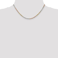 14K Tri-Color 16" Diamond-Cut Rope Chain Necklace with Lobster Clasp - 2.9mm Solid Gold