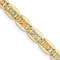 14K Tri-Color 16" Pavé Valentino Chain with Lobster Clasp - 3.8mm Width by Oro Pregiato