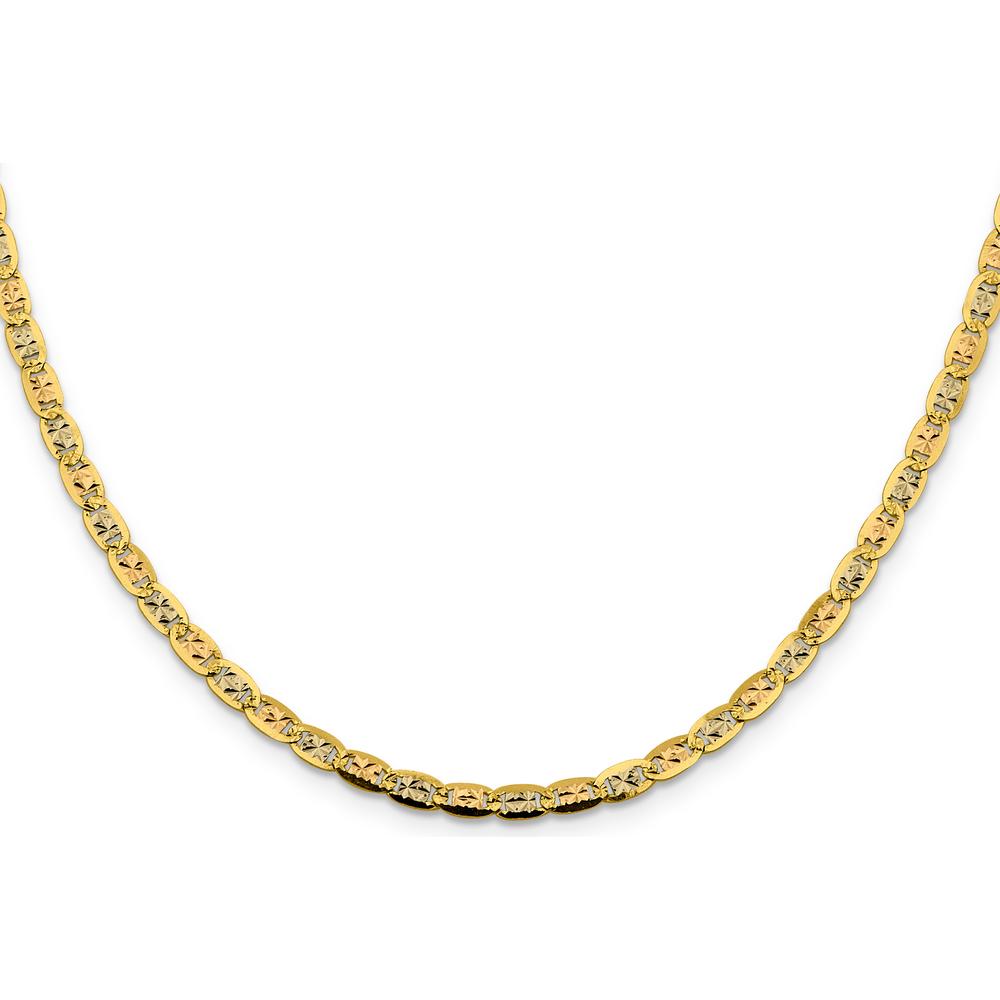 14K Tri-Color 16" Pavé Valentino Chain with Lobster Clasp - 3.8mm Width by Oro Pregiato