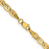 14K Tri-Color 16" Pavé Valentino Chain with Lobster Clasp - 3.8mm Width by Oro Pregiato
