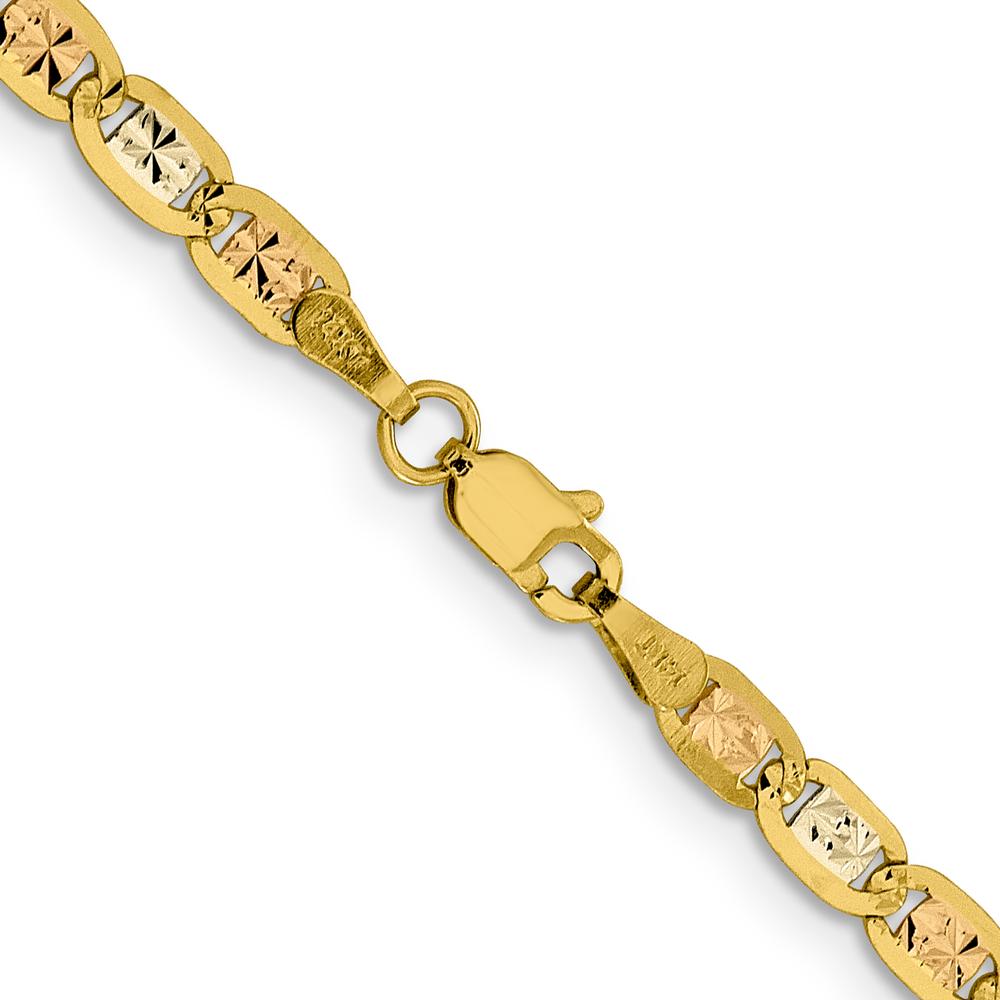 14K Tri-Color 16" Pavé Valentino Chain with Lobster Clasp - 3.8mm Width by Oro Pregiato