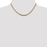 14K Tri-Color 16" Pavé Valentino Chain with Lobster Clasp - 3.8mm Width by Oro Pregiato