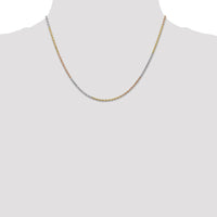 14K Tri-Color 18" Diamond-Cut Rope Chain Necklace with Lobster Clasp - 1.5mm