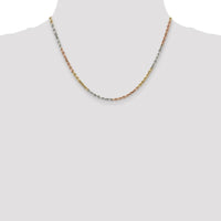 14K Tri-Color 18" Diamond-Cut Rope Chain Necklace with Polished Finish and Lobster Clasp - 2.9mm