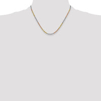 14K Tri-Color 18" Diamond-Cut Rope Chain with Lobster Clasp - 3mm Solid Gold Necklace