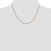 14K Tri-Color 18" Diamond-Cut Rope Necklace with Lobster Clasp - 1.75mm Solid Gold Chain