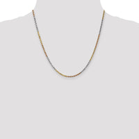 14K Tri-Color 20" Diamond-Cut Rope Chain Necklace with Lobster Clasp - 2.5mm