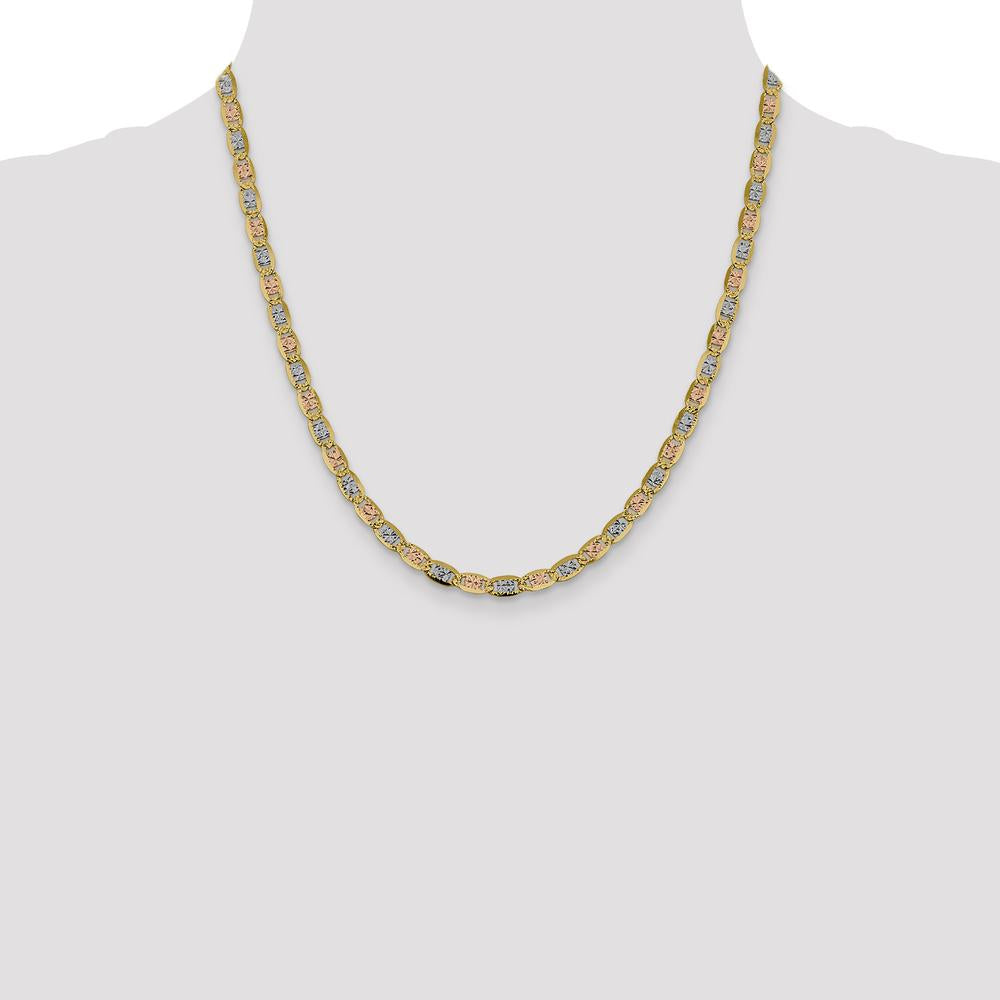 14K Tri-color 20" Pavé Valentino Open Link Chain Necklace - 4.65mm Width by Oro Pregiato
