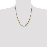 14K Tri-Color 22" Diamond-Cut Rope Chain Necklace - 4mm Width
