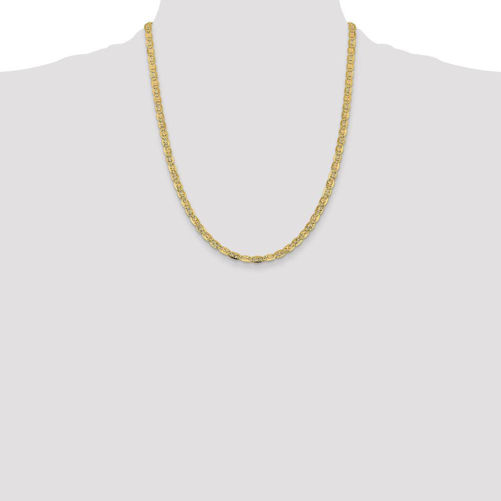 14K Tri-Color 22" Pavé Valentino Link Necklace - 4.65mm Width, Lobster Clasp by Oro Pregiato