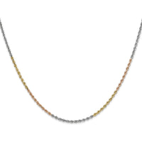 14K Tri-Color 24" Diamond-Cut Rope Chain Necklace with Lobster Clasp - 1.75mm