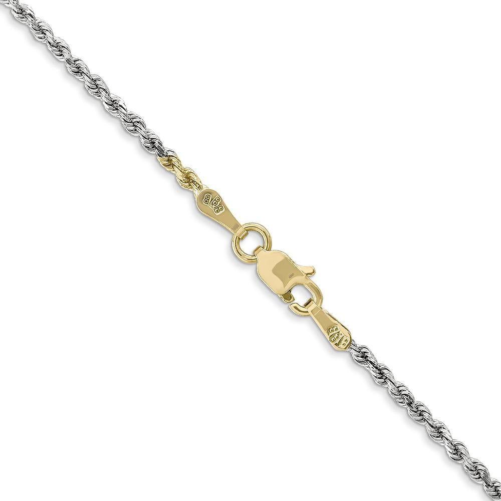 14K Tri-Color 24" Diamond-Cut Rope Chain Necklace with Lobster Clasp - 1.75mm