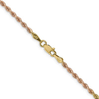 14K Tri-Color 24" Diamond-Cut Rope Chain Necklace with Polished Finish