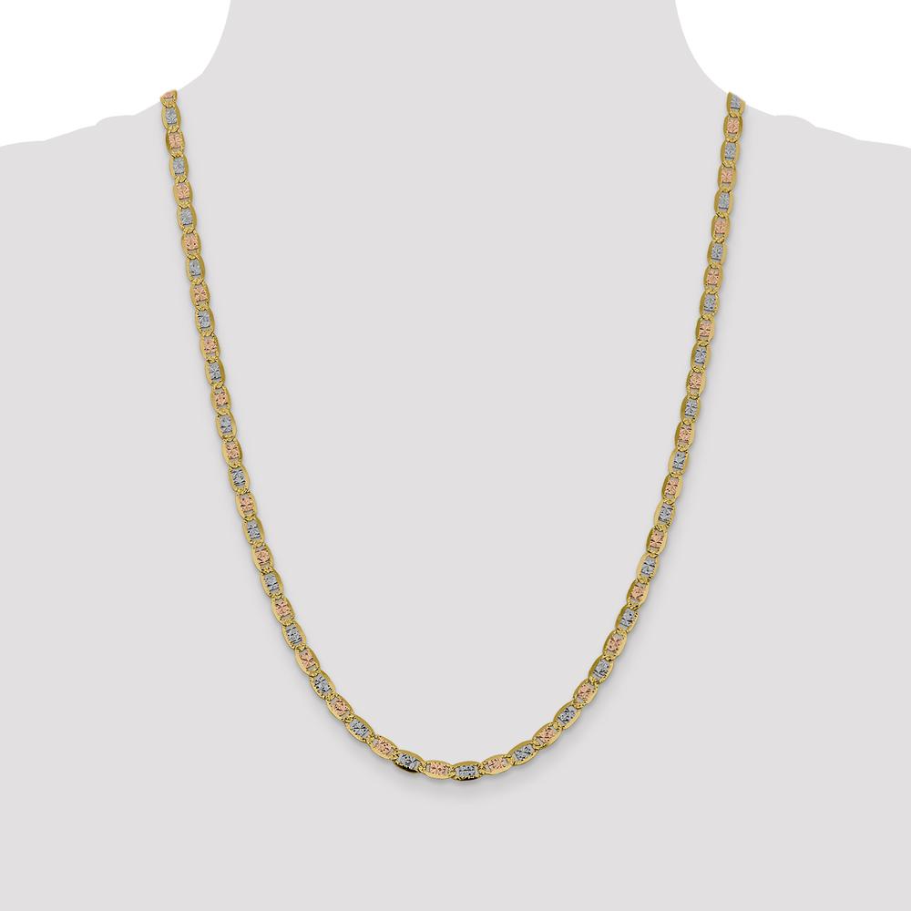 14K Tri-Color 24" Pavé Open Link Chain with Lobster Clasp by Oro Pregiato