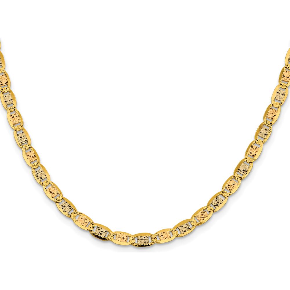 14K Tri-Color 26" Pavé Valentino Link Chain - 4.65mm Width by Oro Pregiato