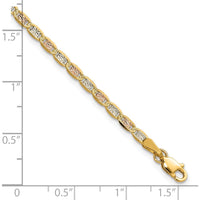 14K Tri-Color 8" Pavé Open-Link Gold Bracelet with Lobster Clasp by Oro Pregiato