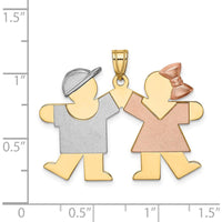 14K Tri-Color Boy and Girl Engravable Kiss Charm Pendant by Oro Pregiato