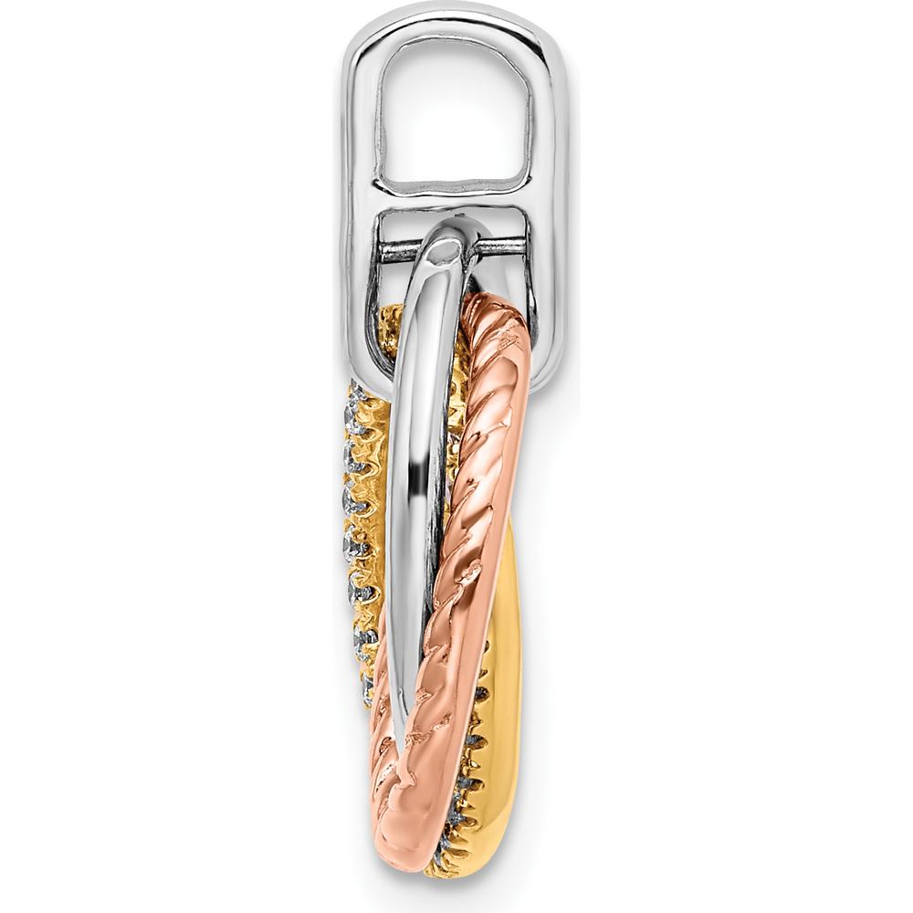 14K Tri-color Diamond Pendant with Round Diamonds - 1/6 Carat Total Diamond Weight by Oro Pregiato