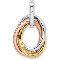 14K Tri-color Diamond Pendant with Round Diamonds - 1/6 Carat Total Diamond Weight by Oro Pregiato