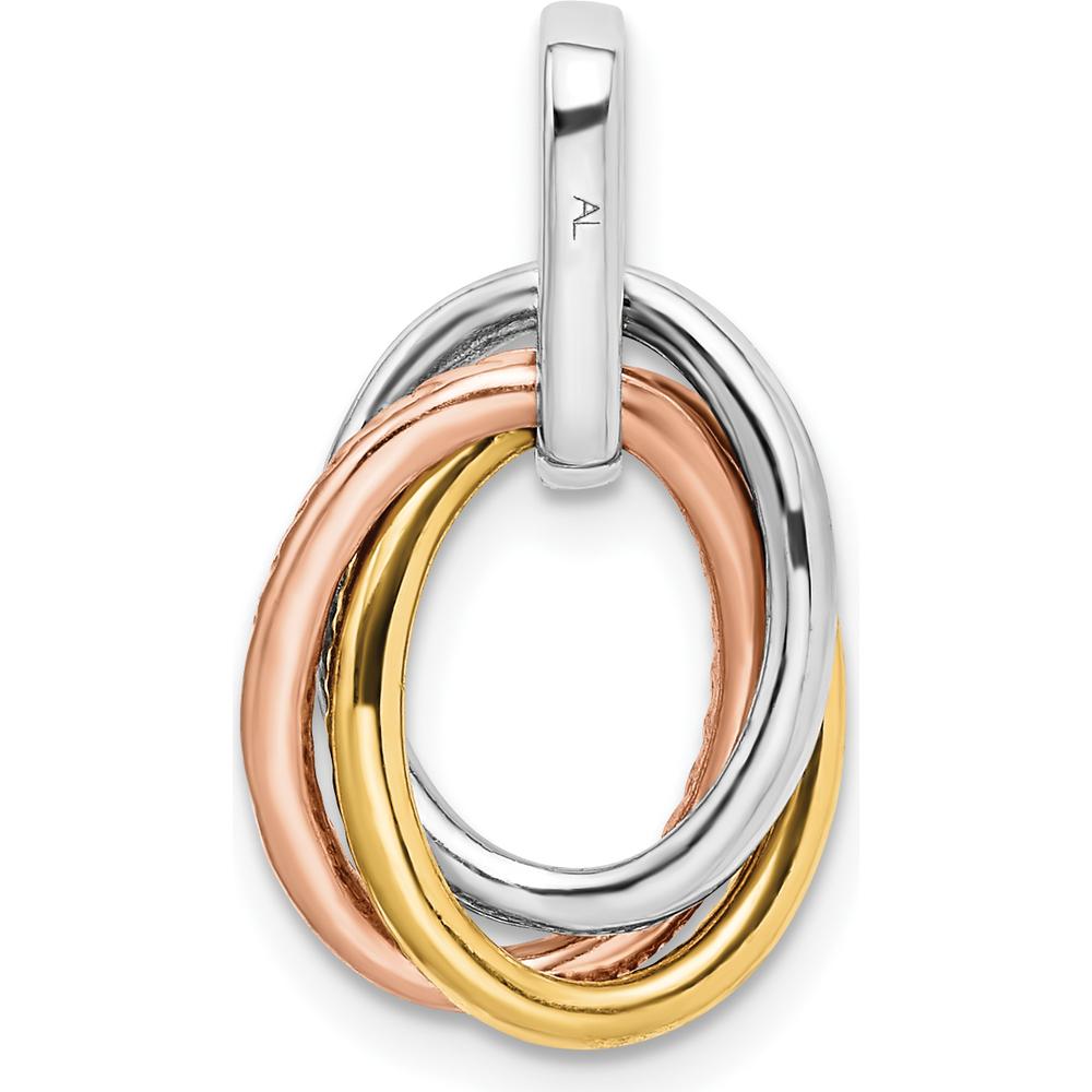 14K Tri-color Diamond Pendant with Round Diamonds - 1/6 Carat Total Diamond Weight by Oro Pregiato