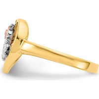 14K Tri-Color Gold 15 Anos Heart Ring with Rose Accent by Oro Pregiato