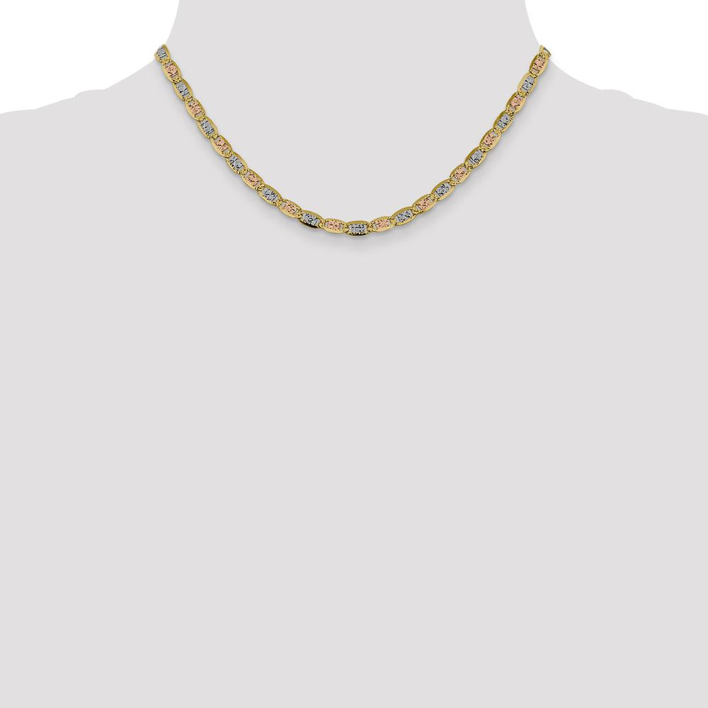 14K Tri-Color Gold 16" Open Link Chain with Lobster Clasp by Oro Pregiato
