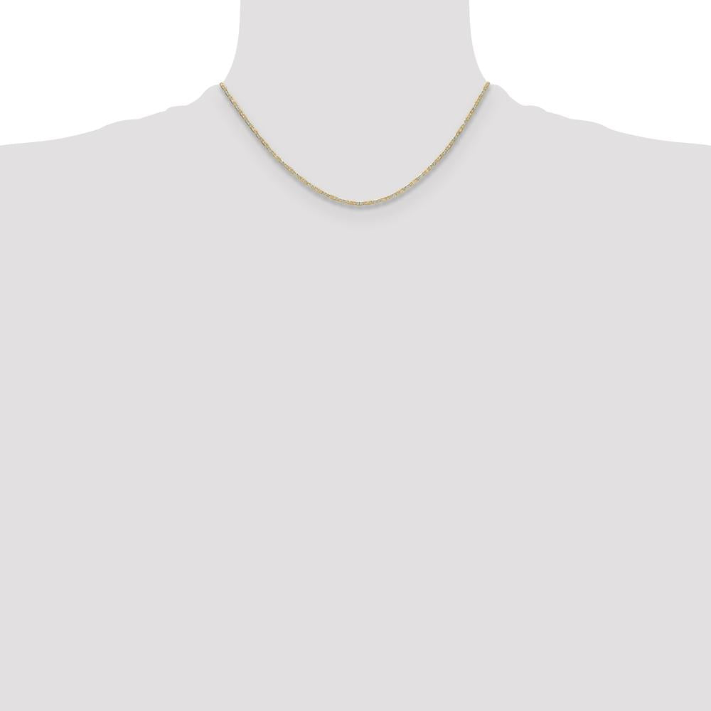 14K Tri-Color Gold 16" Pavé Valentino Chain Necklace - 2.0mm Width by Oro Pregiato