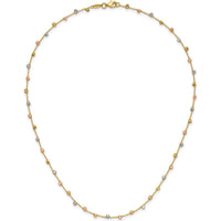 14K Tri-Color Gold 18" Beaded Necklace with Polished Diamond-Cut Beads by 0