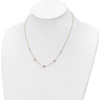 14K Tri-Color Gold 18" Diamond-Cut Beaded Chain Station Necklace by 0