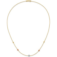14K Tri-Color Gold 18" Diamond-Cut Beaded Chain Station Necklace by 0